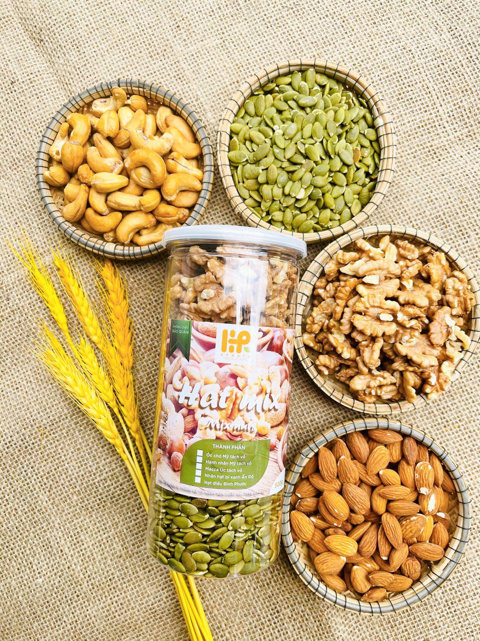 Hạt Mix 4 (Bí - Hạnh nhân - Điều - Óc chó)
